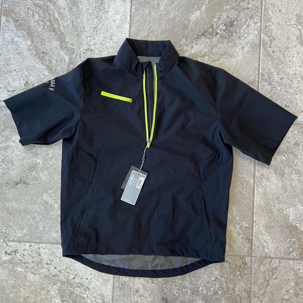 Callaway NWT Weather Series 1/2 Zip Short Sleeve Windbreaker Jacket, Black, sz M